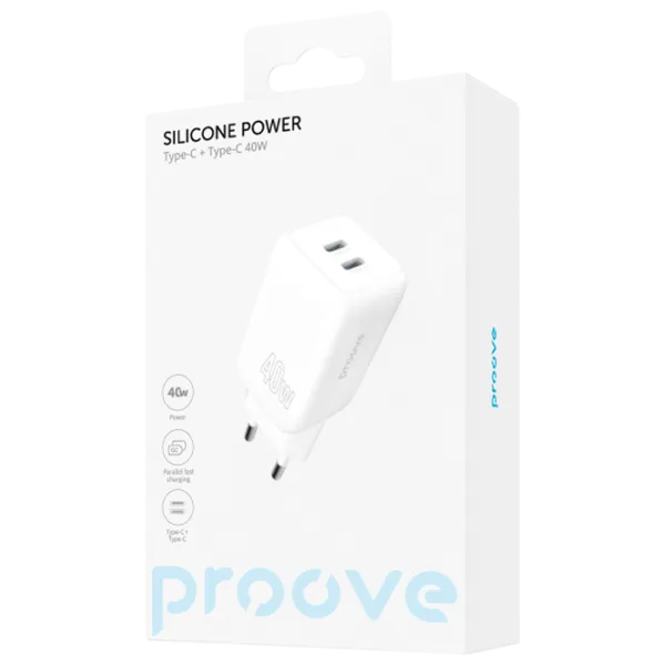 Încărcător de rețea Proove Silicone Power White photo 5