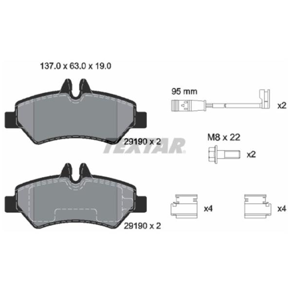 Тормозные колодки Textar 2919001 задние/ дисковые photo 2 Тормозные колодки Textar 2919001 задние/ дисковые photo 2