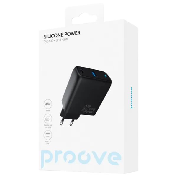 Încărcător de rețea Proove Silicone Power Black photo 5 Încărcător de rețea Proove Silicone Power Black photo 5