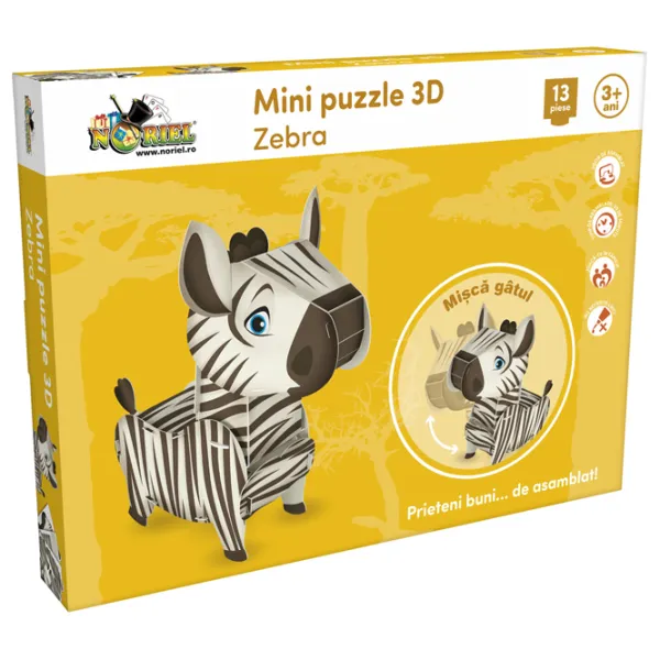 Пазл 3D Noriel Зебра 3+/ Количество деталей: 13 photo 2 Пазл 3D Noriel Зебра 3+/ Количество деталей: 13 photo 2