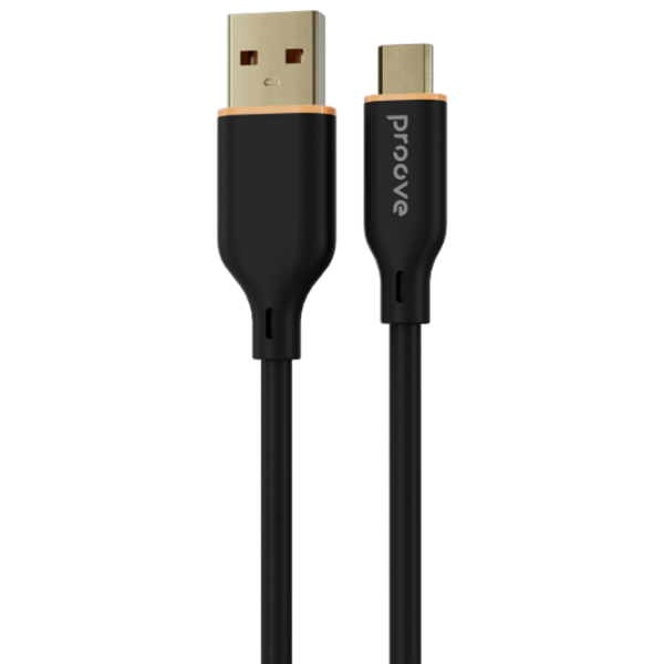 Cablu pentru telefon Jelly Silicone Proove USB Type-A + USB Type-C 1 m/ Black photo 2