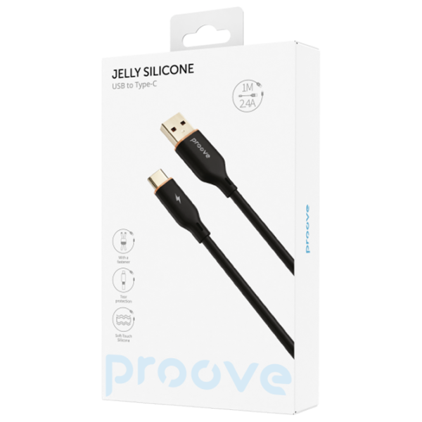 Cablu pentru telefon Jelly Silicone Proove USB Type-A + USB Type-C 1 m/ Black photo 5