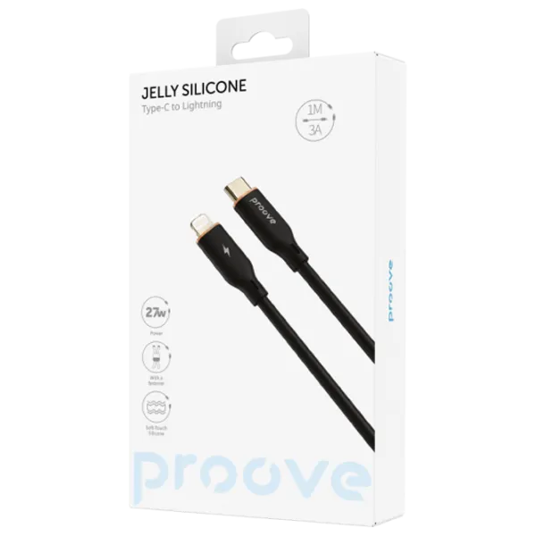 Cablu pentru telefon Jelly Silicone Proove USB Type-C + Lightning 1 m/ Black photo 2 Cablu pentru telefon Jelly Silicone Proove USB Type-C + Lightning 1 m/ Black photo 2