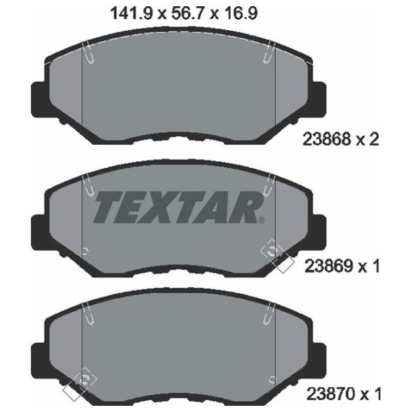 Тормозные колодки Textar 2386801 передние/ дисковые photo 2 Тормозные колодки Textar 2386801 передние/ дисковые photo 2