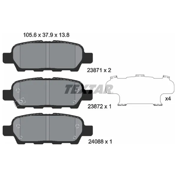 Тормозные колодки Textar 2387101 задние/ дисковые photo 2 Тормозные колодки Textar 2387101 задние/ дисковые photo 2