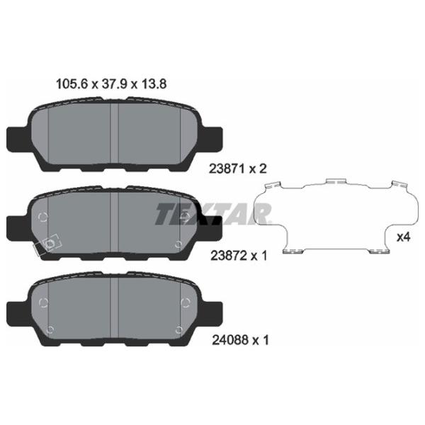 Тормозные колодки Textar 2387101 задние/ дисковые photo 2 Тормозные колодки Textar 2387101 задние/ дисковые photo 2