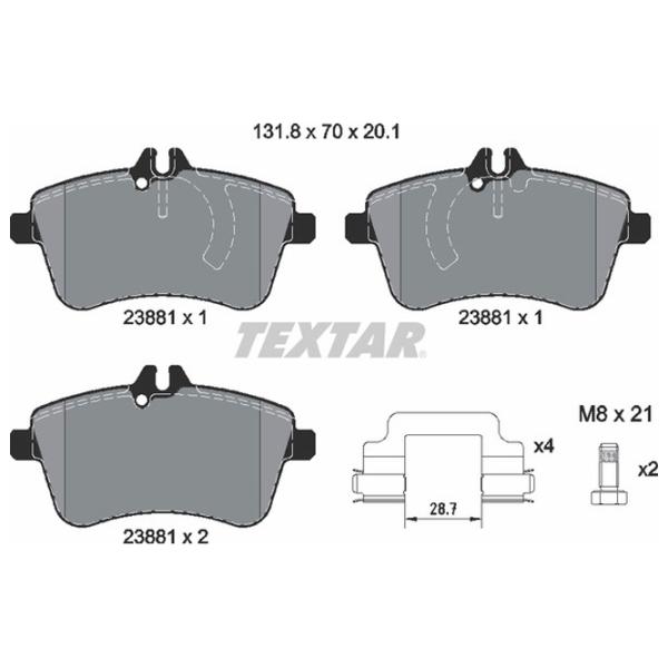 Тормозные колодки Textar 2388101 передние/ дисковые photo 2 Тормозные колодки Textar 2388101 передние/ дисковые photo 2