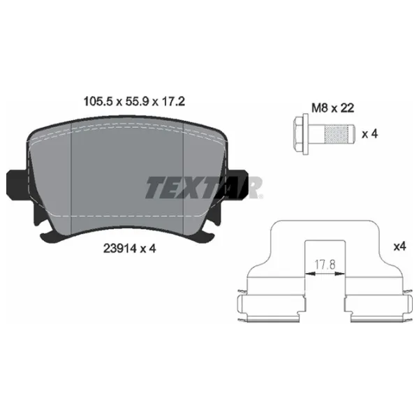 Тормозные колодки Textar 2391401 задние/ дисковые photo 2 Тормозные колодки Textar 2391401 задние/ дисковые photo 2