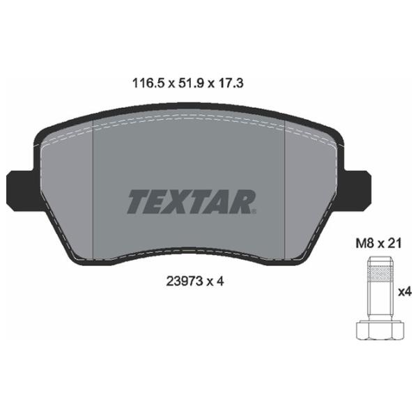 Тормозные колодки Textar 2397301 Передние/ Дисковые photo 2 Тормозные колодки Textar 2397301 Передние/ Дисковые photo 2