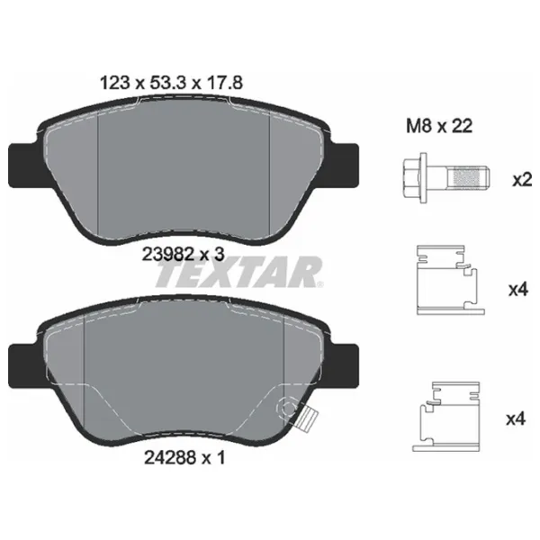 Plăcuțe de frână Textar 2398202 față/ disk photo 2 Plăcuțe de frână Textar 2398202 față/ disk photo 2