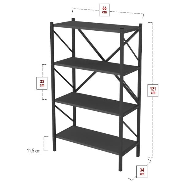 Стеллаж Fabulous 4 Shelves Metal 121см x 66см x 34см cm/ Металл/ Anthracite photo 3
