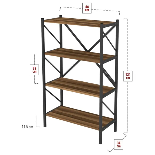 Стеллаж Fabulous 4 Shelves Metal 121см x 66см x 34см cm/ Металл/ Black photo 3 Стеллаж Fabulous 4 Shelves Metal 121см x 66см x 34см cm/ Металл/ Black photo 3