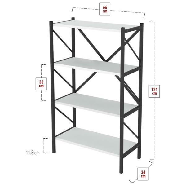 Стеллаж Fabulous 4 Shelves Metal 121см x 66см x 34см cm/ Металл/ Black photo 3