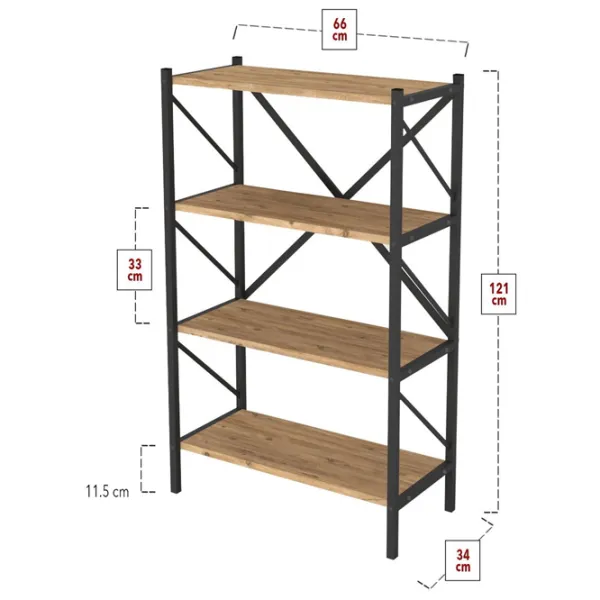 Etajeră Fabulous 4 Shelves Metal 121 x 66 x 34 cm/ Metal/ Black photo 3 Etajeră Fabulous 4 Shelves Metal 121 x 66 x 34 cm/ Metal/ Black photo 3