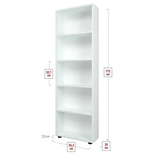 Стеллаж Fabulous 5 Shelves 172см x 55.3см x 20см cm/ ДСП/ White photo 2