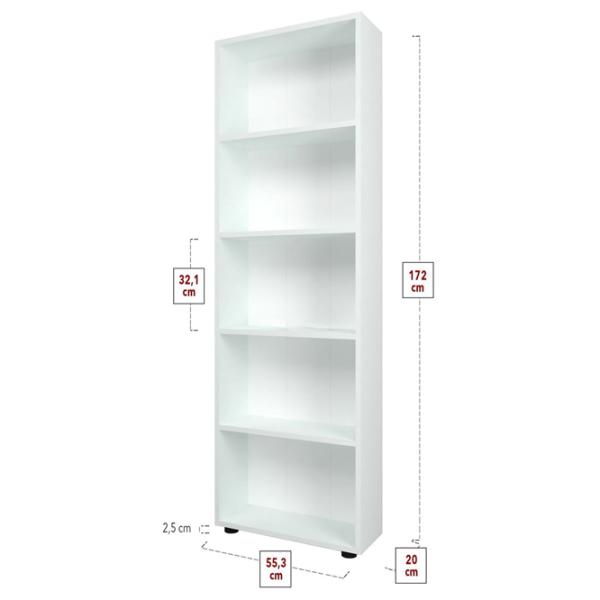 Стеллаж Fabulous 5 Shelves 172см x 55.3см x 20см cm/ ДСП/ White photo 2