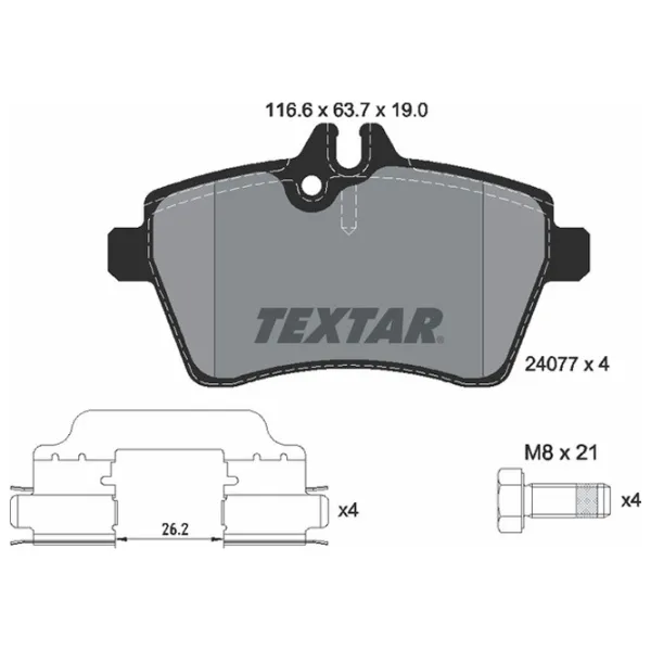 Plăcuțe de frână Textar 2407702 față/ disk photo 2 Plăcuțe de frână Textar 2407702 față/ disk photo 2