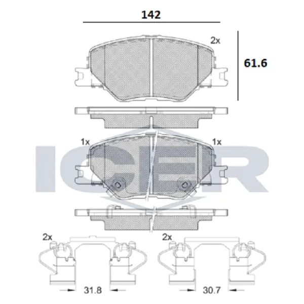 Тормозные колодки Icer 182332 передние/ дисковые photo 2 Тормозные колодки Icer 182332 передние/ дисковые photo 2