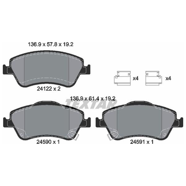 Тормозные колодки Textar 2412201 передние/ дисковые photo 2 Тормозные колодки Textar 2412201 передние/ дисковые photo 2