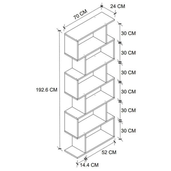 Стеллаж Fabulous Zigzag 6 Shelves 192.6 x 70 x 24см cm / ДСП / Сосна photo 2