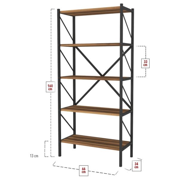 Etajeră Fabulous 5 Shelves Metal 160 x 66 x 34 cm/ Metal/ Walnut photo 3 Etajeră Fabulous 5 Shelves Metal 160 x 66 x 34 cm/ Metal/ Walnut photo 3