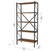 Etajeră Bofigo 5 Shelves Metal 160 x 66 x 34 cm / Metal / Walnut photo 3