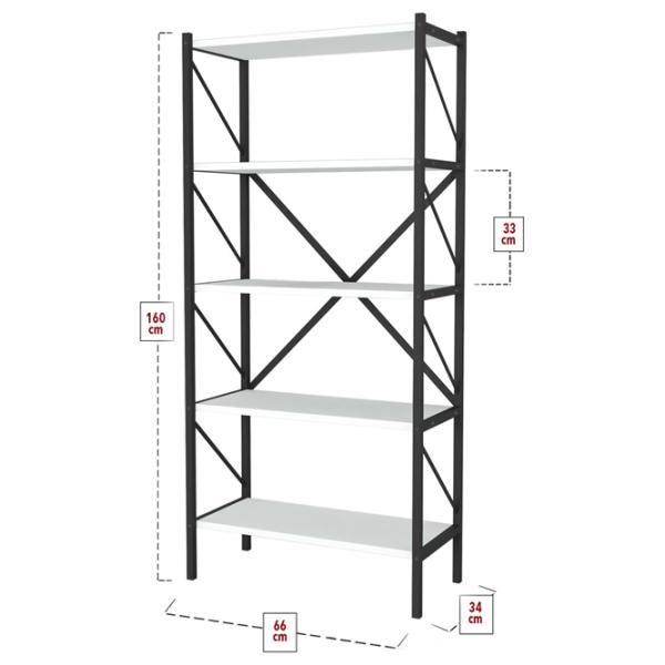 Стеллаж Fabulous 5 Shelves Metal 160см x 66см x 34см cm/ Металл/ White photo 2