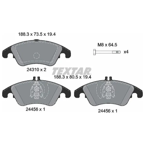 Тормозные колодки Textar 2431001 передние/ дисковые photo 2