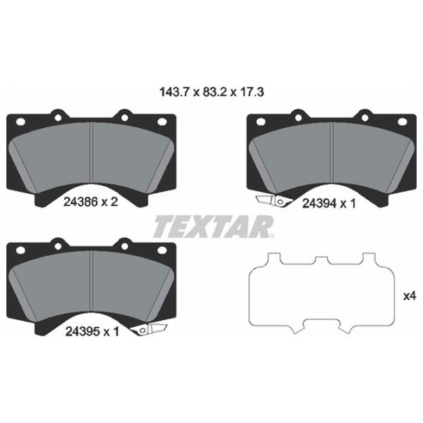 Тормозные колодки Textar 2438601 передние/ дисковые photo 2 Тормозные колодки Textar 2438601 передние/ дисковые photo 2