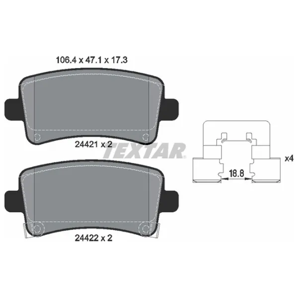Тормозные колодки Textar 2442101 задний/ дисковые photo 2 Тормозные колодки Textar 2442101 задний/ дисковые photo 2