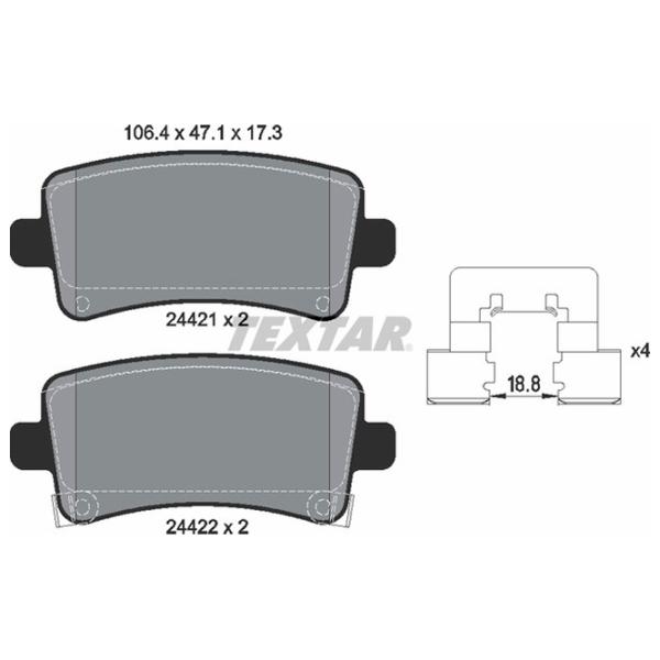 Тормозные колодки Textar 2442101 задний/ дисковые photo 2 Тормозные колодки Textar 2442101 задний/ дисковые photo 2