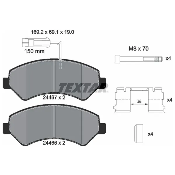 Тормозные колодки Textar 2446701 передние/ дисковые photo 2 Тормозные колодки Textar 2446701 передние/ дисковые photo 2