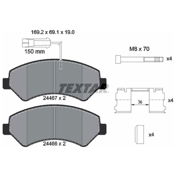 Тормозные колодки Textar 2446701 передние/ дисковые photo 2 Тормозные колодки Textar 2446701 передние/ дисковые photo 2