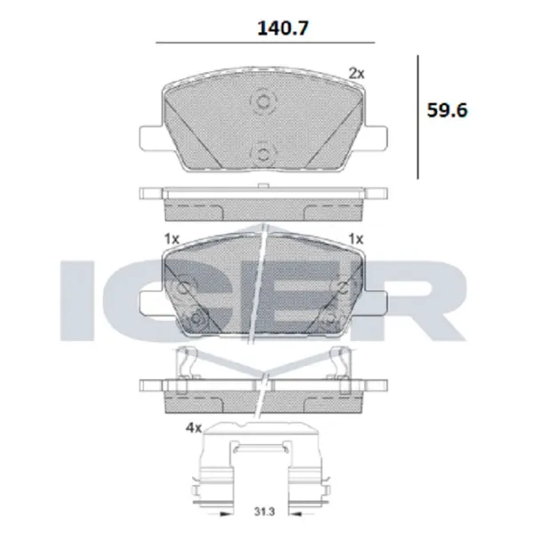 Тормозные колодки Icer 182355 передние/ дисковые photo 2 Тормозные колодки Icer 182355 передние/ дисковые photo 2