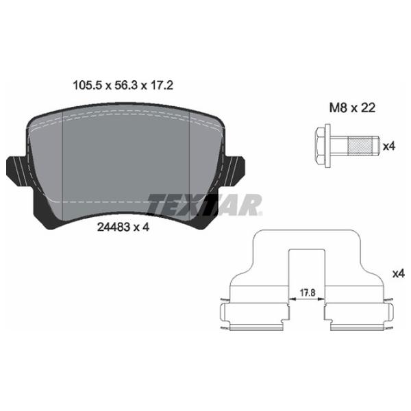 Тормозные колодки Textar 2448301 задний/ дисковые photo 2 Тормозные колодки Textar 2448301 задний/ дисковые photo 2