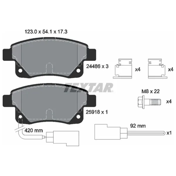 Тормозные колодки Textar 2448601 задний/ дисковые photo 2 Тормозные колодки Textar 2448601 задний/ дисковые photo 2