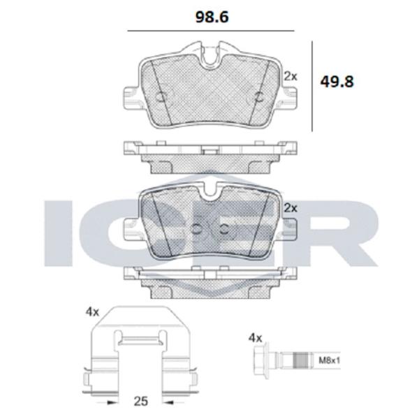 Тормозные колодки Icer 182360 задние/ дисковые photo 2 Тормозные колодки Icer 182360 задние/ дисковые photo 2