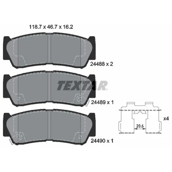 Тормозные колодки Textar 2448801 задний/ дисковые photo 2 Тормозные колодки Textar 2448801 задний/ дисковые photo 2