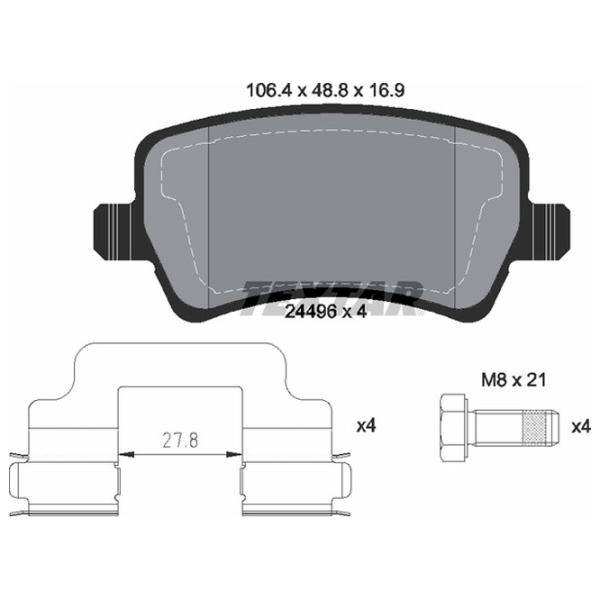 Тормозные колодки Textar 2449601 задний/ дисковые photo 2 Тормозные колодки Textar 2449601 задний/ дисковые photo 2