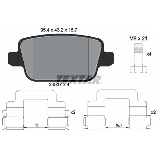 Тормозные колодки Textar 2453703 задний/ дисковые photo 2 Тормозные колодки Textar 2453703 задний/ дисковые photo 2