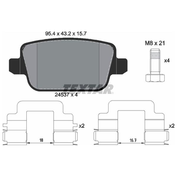 Тормозные колодки Textar 2453703 задний/ дисковые photo 2 Тормозные колодки Textar 2453703 задний/ дисковые photo 2