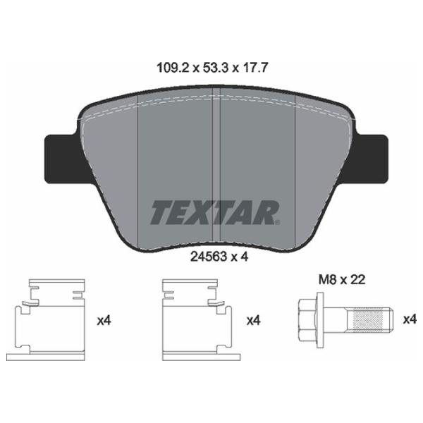 Тормозные колодки Textar 2456301 задний/ дисковые photo 2 Тормозные колодки Textar 2456301 задний/ дисковые photo 2