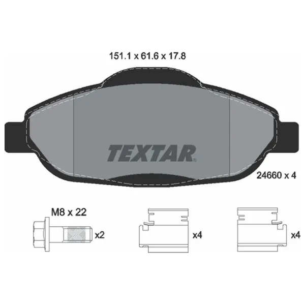 Тормозные колодки Textar 2466001 передние/ дисковые photo 2 Тормозные колодки Textar 2466001 передние/ дисковые photo 2