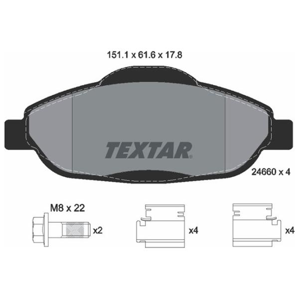 Тормозные колодки Textar 2466001 передние/ дисковые photo 2 Тормозные колодки Textar 2466001 передние/ дисковые photo 2