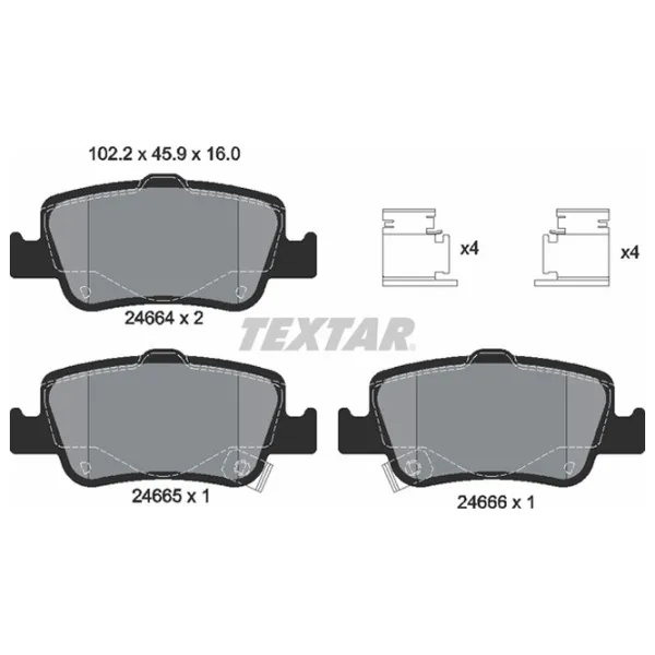 Тормозные колодки Textar 2466401 задний/ дисковые photo 2 Тормозные колодки Textar 2466401 задний/ дисковые photo 2