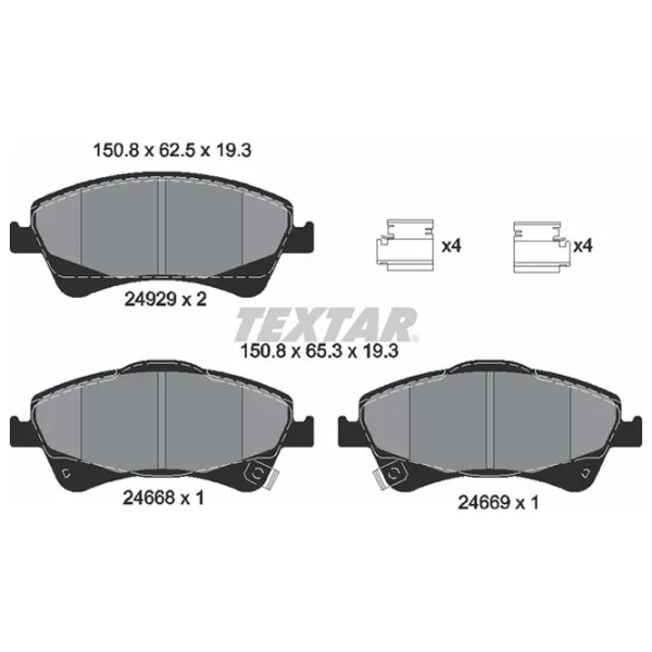 Тормозные колодки Textar 2466801 передние/ дисковые photo 2 Тормозные колодки Textar 2466801 передние/ дисковые photo 2