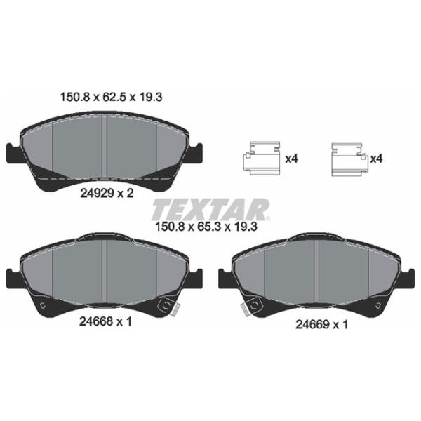 Тормозные колодки Textar 2466801 передние/ дисковые photo 2 Тормозные колодки Textar 2466801 передние/ дисковые photo 2