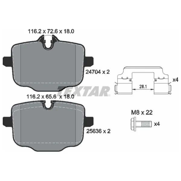 Тормозные колодки Textar 2470401 задние/ дисковые photo 2 Тормозные колодки Textar 2470401 задние/ дисковые photo 2