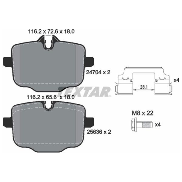 Тормозные колодки Textar 2470401 задние/ дисковые photo 2 Тормозные колодки Textar 2470401 задние/ дисковые photo 2
