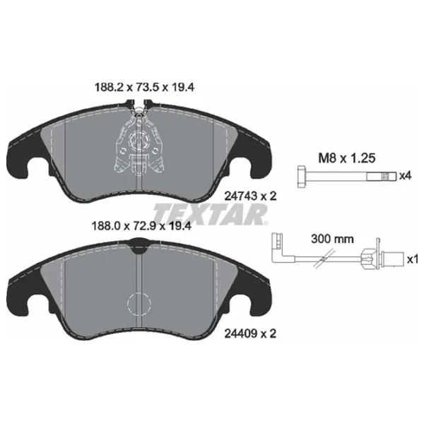 Тормозные колодки Textar 2474301 передние/ дисковые photo 2 Тормозные колодки Textar 2474301 передние/ дисковые photo 2